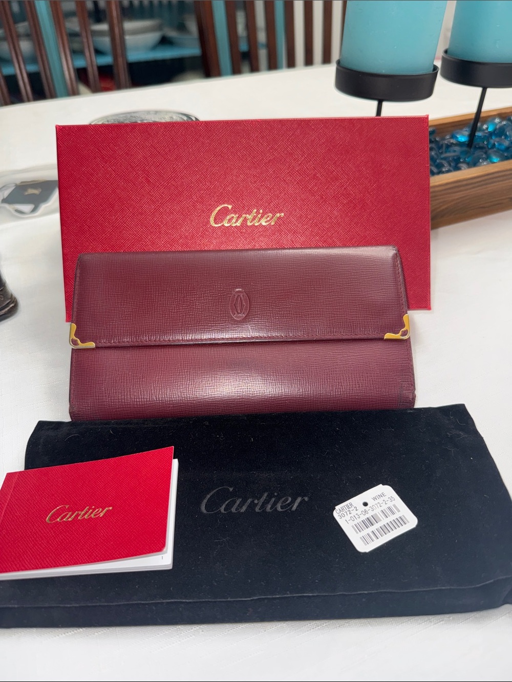Vintage Cartier Burgundy Leather Wallet - Must de Cartier line
